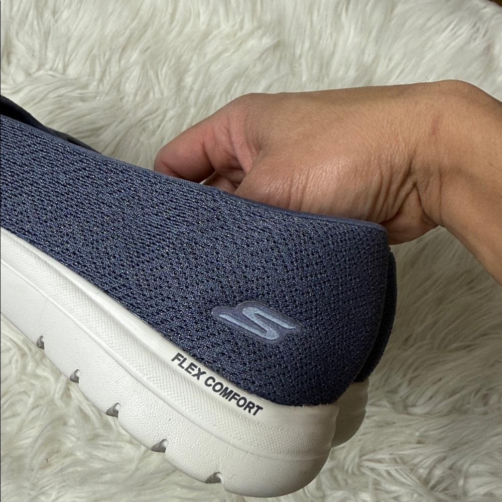 Skechers Navy Knit Slip-On Ballet Flats Size 9 Comfort Cushioned Lightweight - Picture 7 of 8
